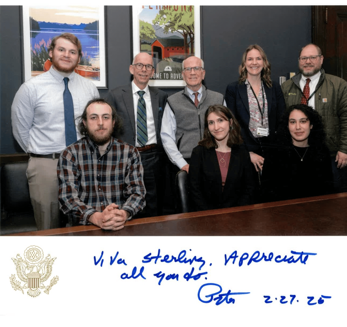 Serling College students and staff meet with Senator Peter Welch during a visit to Washington DC for Work College Consortium.